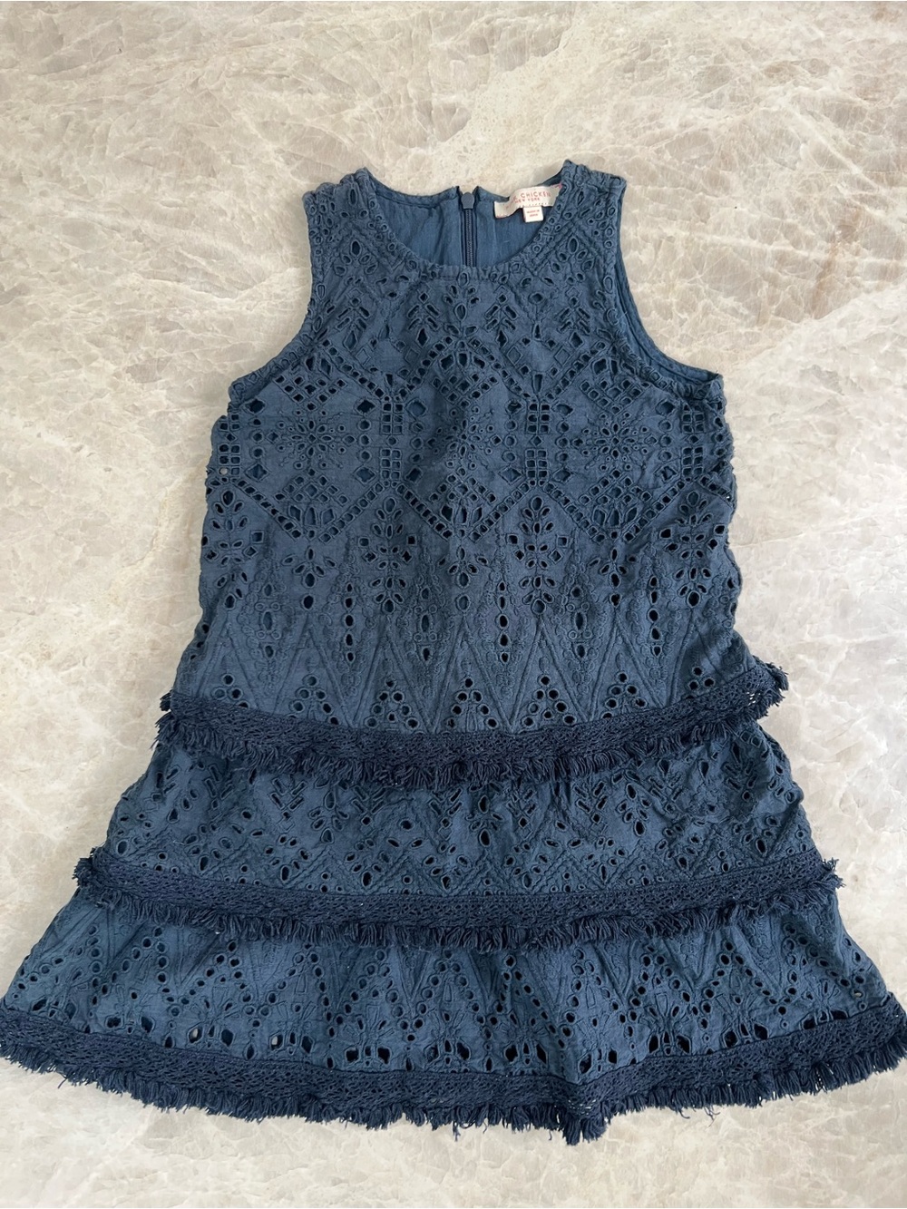 Pink Chicken navy dress with eyelet detail